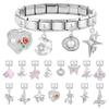 Pink Butterfly Romantic Flowers Heart Star Moon Pendant Italian Charm Links Fit 9mm Bracelet Stainless Steel DIY Making Jewelry