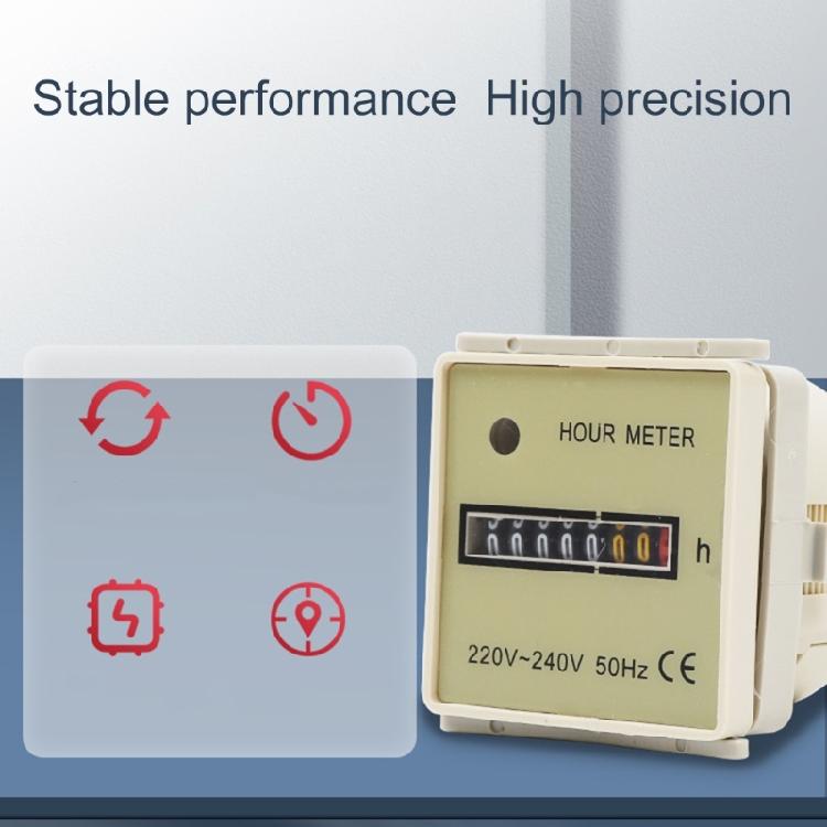 Hour Meter Timers Counter 220V-240V 50Hz Operating Hours Counter Gauge for Industrial/Machinery/Vehicles Air Conditioning