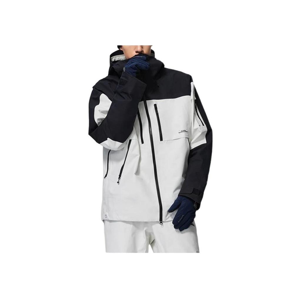 Li Ning Skateboard Series Printed Letter Zipper Hoodie Reflective Loose Jacket Unisex Jacket White AHXS001-2