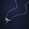 Pass Diamond Test Lab Moissanite Total 0.5 Carat Bow Necklace Pendant 925 Sterling Silver Platinum Plated Luxury Jewelry