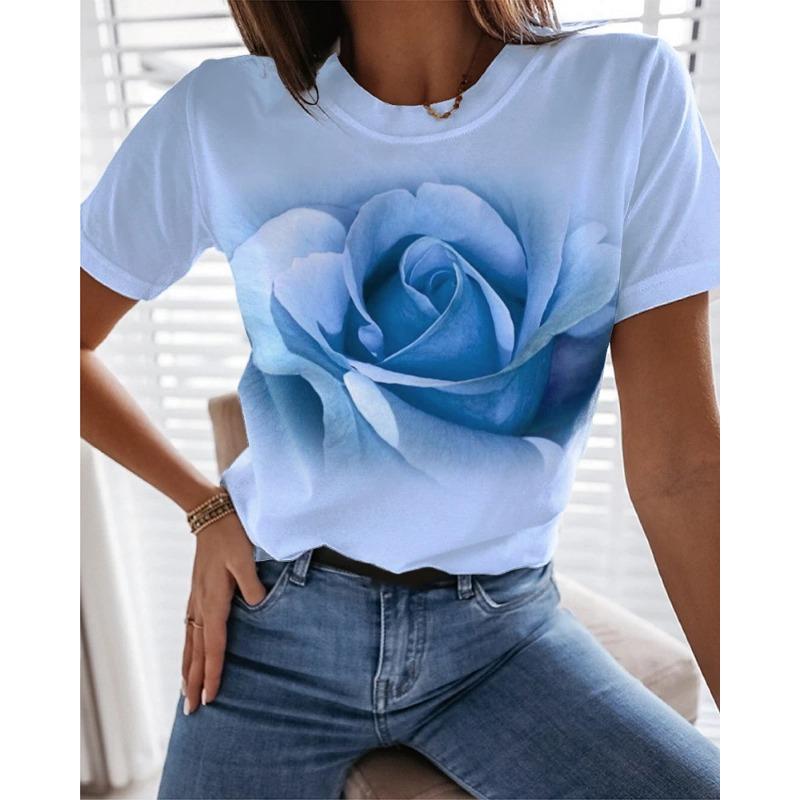 Women's T-shirt Summer Fashion Short Sleeve Tees Tops 3D Print O-Neck Casual T Shirt for Women's Funny Clothes for Sexy Girl Top