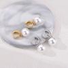 Fashion Round Big Pearl Bead Pendant Drop Hoop Earrings For Women Zinconia Ear Buckle Elegant Wedding Banquet Party Jewelry Gift