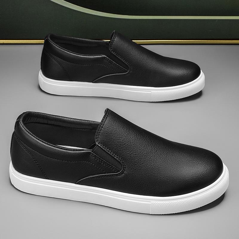 Men's Plus Size Summer Breathable White Leather Casual Sports Shoes