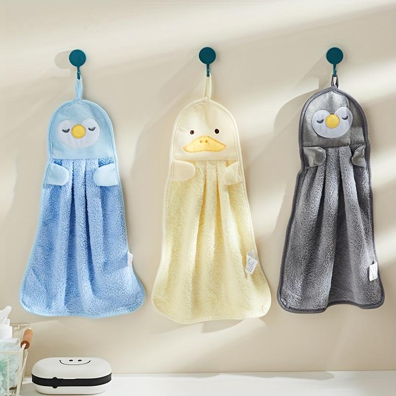 Cartoon Animal Hand Wipe Towels & Gloves - Duck & Penguin Shape, Soft Coral Fleece, Light Beige-Friendly Absorbent Lightweight Hangable