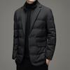 2026 Men's Winter Fake Two-Piece Warm Suit Business Leisure Warm Stand-up Collar Down Jacket