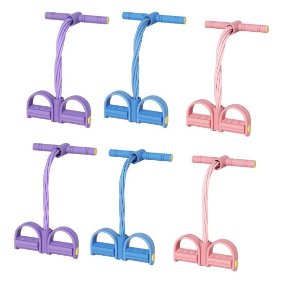 4/6-Tube Pedal Ankle Puller Resistance Band with Handle TPE Elastic Yoga Sit-up Pull Rope Men Women Pedal Tensioner Exerciser Workout Equipment