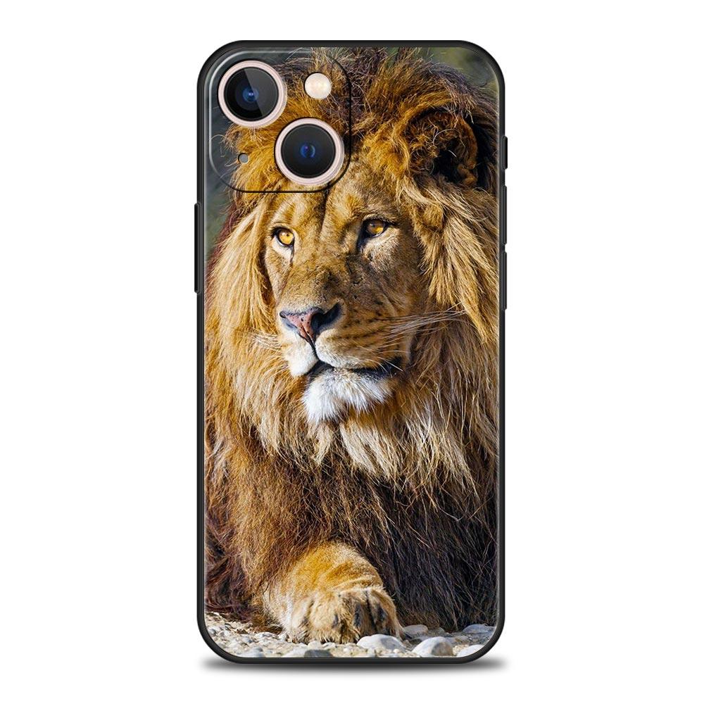 

Роскошный чехол для телефона Tiger Lion Leopard для iPhone 13 15 14 12 11 Pro MAX XR X SE XS 7 8 Plus, силиконовый черный защитный чехол iPhone 15