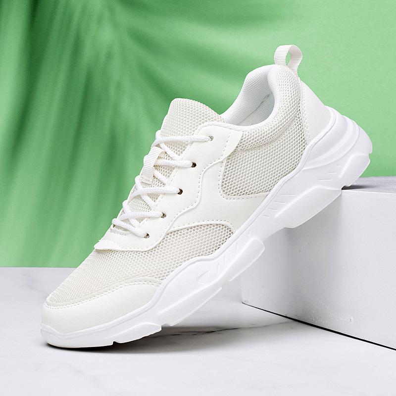 2025 Four Seasons Mesh Breathable Lightweight Casual Sneakers Thick-soled Lace-Up Height Breathable Large Size Women's Shoes