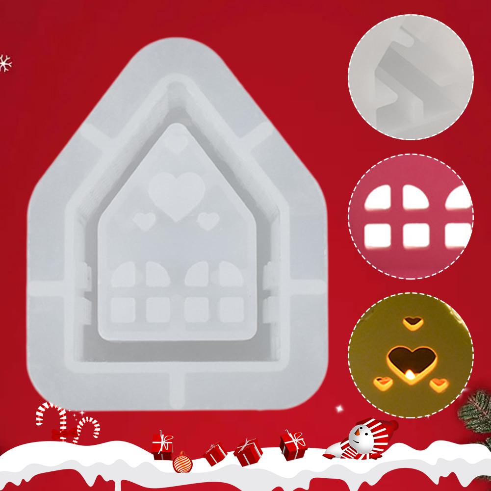 Silicone 3D House Mould Plaster Mould DIY Tea Light Mould Decorative Epoxy Resin Casting Mold Non Stick for Art Craft
