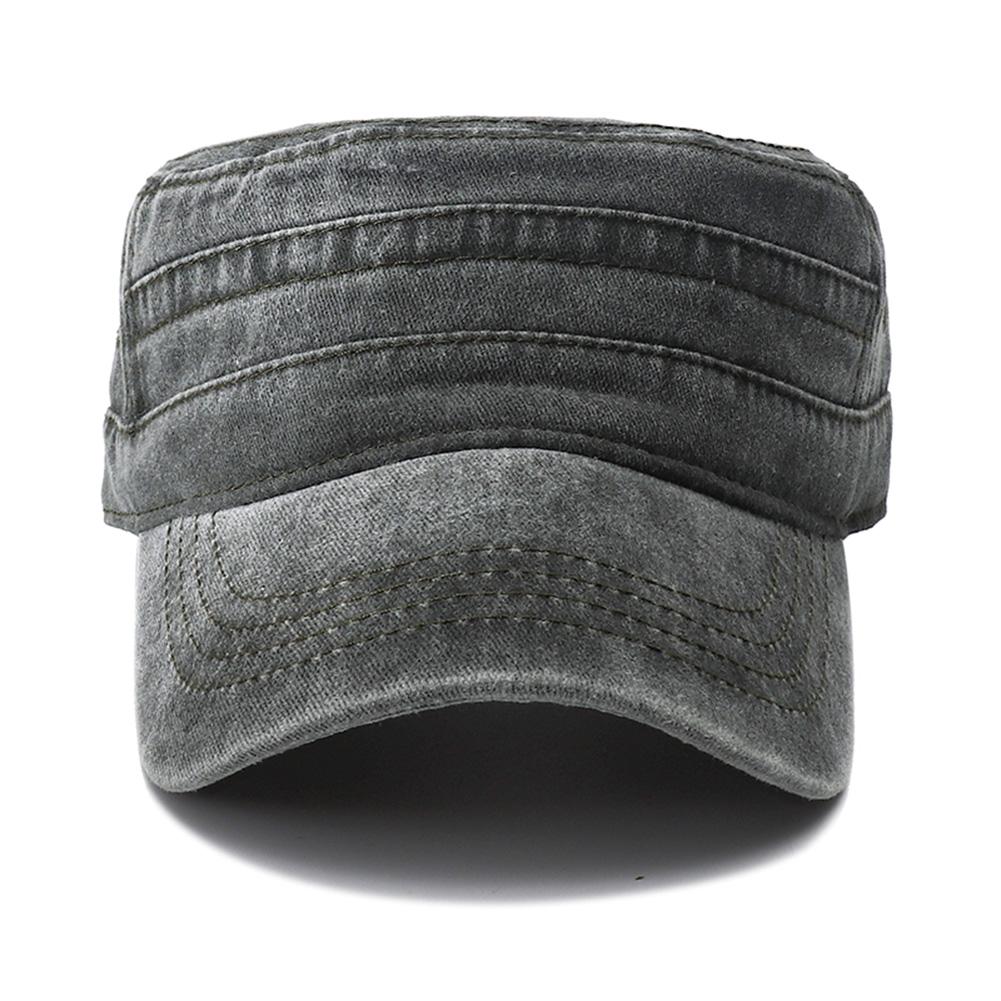 Couleur Militaire Simple Uni Réglable Chapeau Haut Plat Pêche Coton Lavé Vintage Genre Neutre Femmes Hommes Pour Chapeaux Casquette Militaire Extérieur Soleil