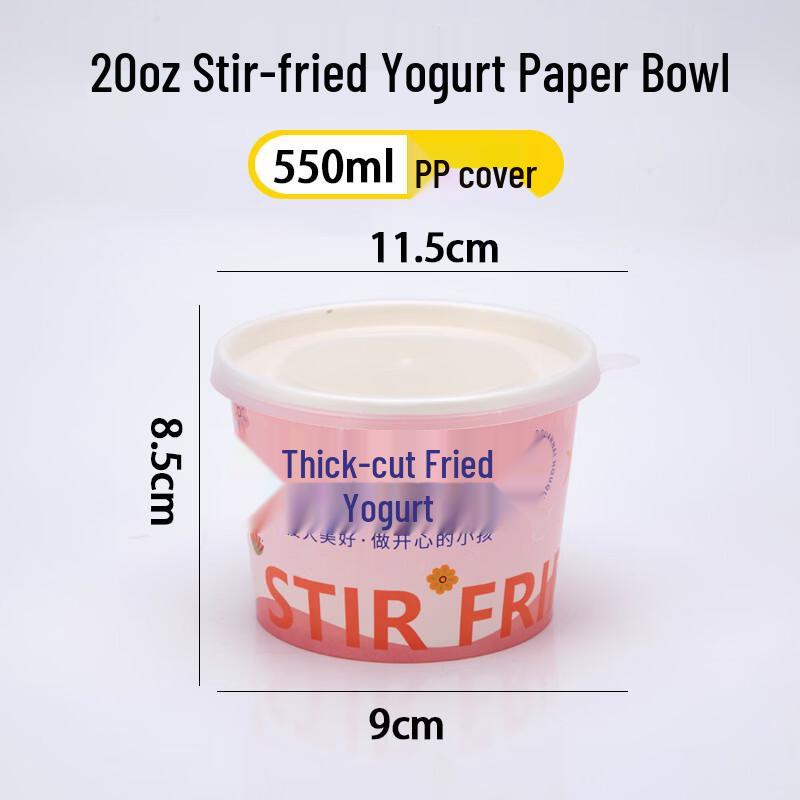 Disposable Fried Yogurt Paper Bowls with Lids
