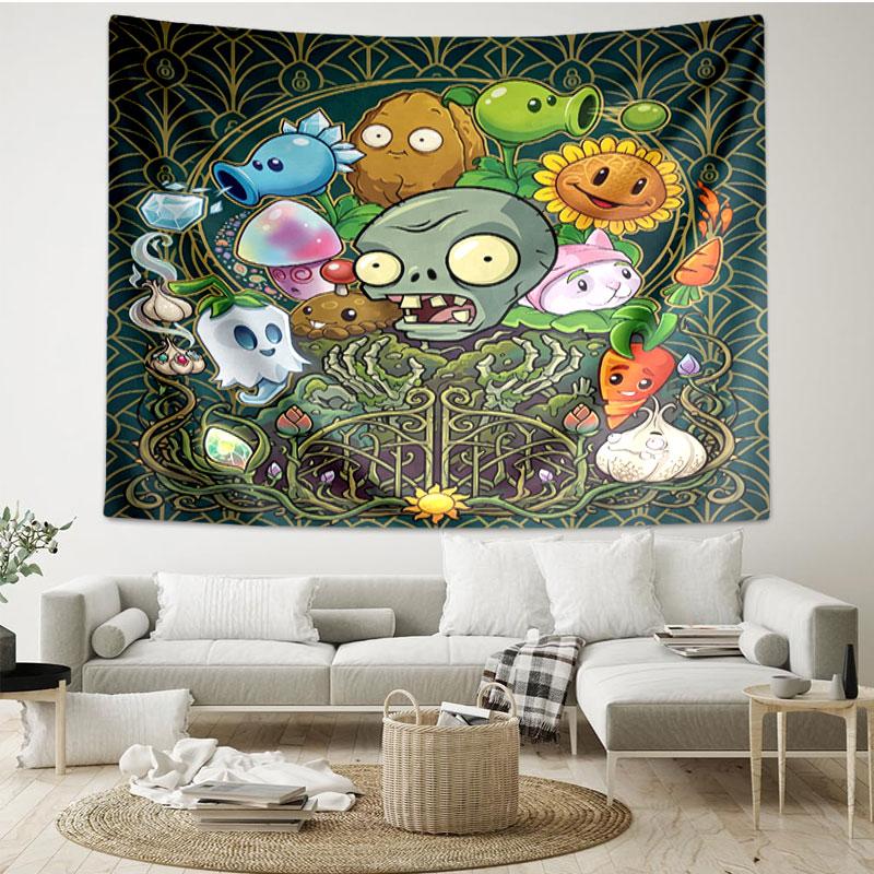 Plants VS Zombies Print Tapestry - Portable Wall Decor Cloth, for Home, Dorm, Travel, Bedroom, Living Room - Ideal Birthday Housewarming Gift