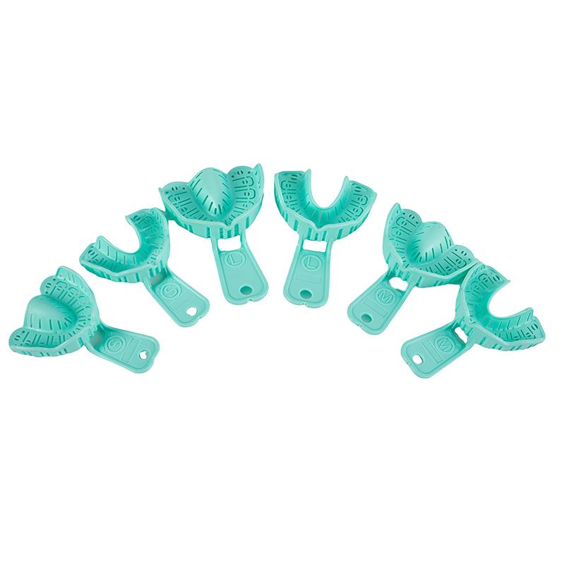 6 Bucăți Tavă pentru Implante Dentare Verde Tavă Mucegai Parțială Detașabilă pentru Întregul Gura Ușor de Pliat Baffle Plastic S/M/L