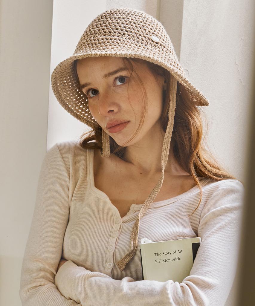 Ssekkondo [Gift Wrapping] Tiana Knit Wire Adjustable Bucket Hat_2 Colors