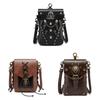 Medieval Steampunk Mini Pu Leather Shoulder Bag With Stitching Rivets For Daily Use