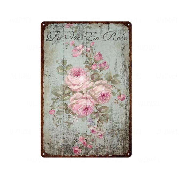Flower Vintage Shabby Metal Tin Sign Artistic Tin Painting Indoor Home Living Room Decor Pin Up Man Cave Wall Sticker Tin Pla