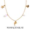 MamacitaSlay Popular Ocean Series Sea Mini Dolphin Starfish Scallop Pendant Thin Chain Necklace stainless steel women's jewelry