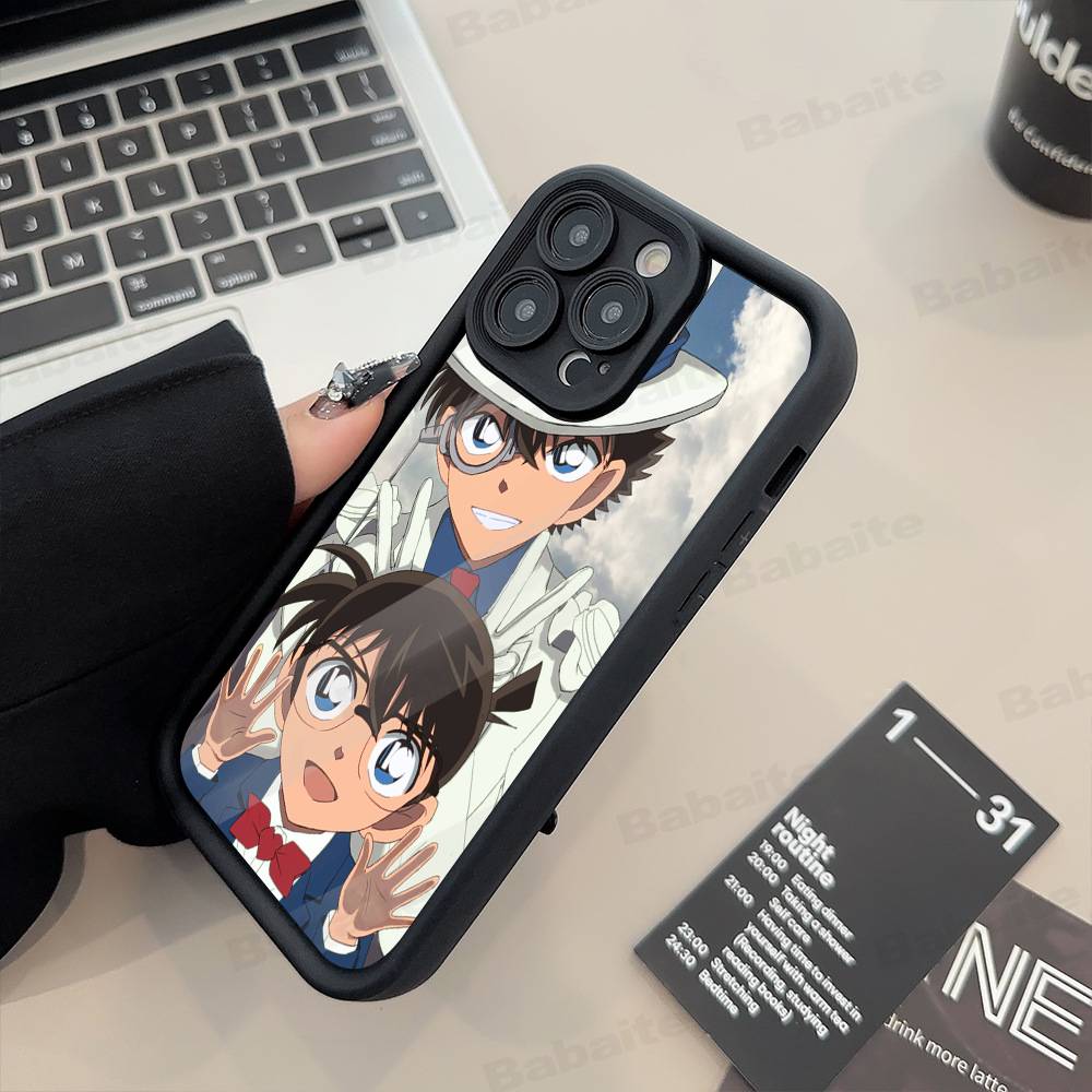 Detective Conan CARTOON For IPhone 17 Pro Max 16 15 14 13 12 11 Plus Black Soft Phone Cover