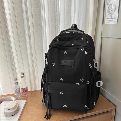 Damen Schleife Bestickter Schulrucksack Großer Kapazität