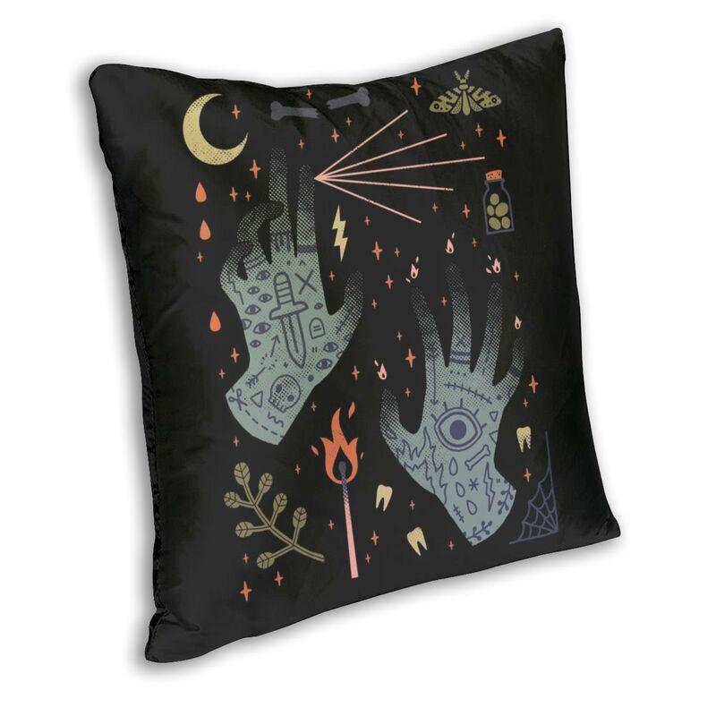 Halloween Witch Raven Square Putetrekk dekorasjon Gotisk Okkult Magic Witchy Putetrekk for sofa Bil Putetrekk