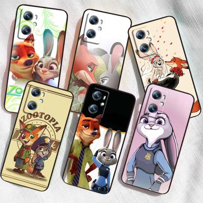 Anime Zootopia Judy&Nick For OPPO Find X6 X5 X3 A54S A5 A94 A16 A53S A57 A74 A72 A98 A78 A96 A9 5G Black Cover Phone Case