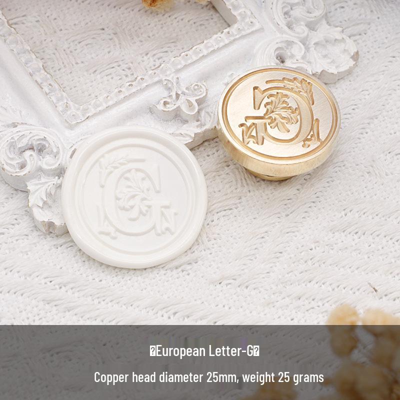 Wax Seal Stamp Head with 26 A-Z Letter Patterns - Retro Copper Design for Envelopes