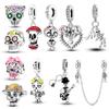 New Charm Beads 925 Silver Apple Skull Guitar Dangle For Bracelet Women Girl Fine DIY Jewelry Gift