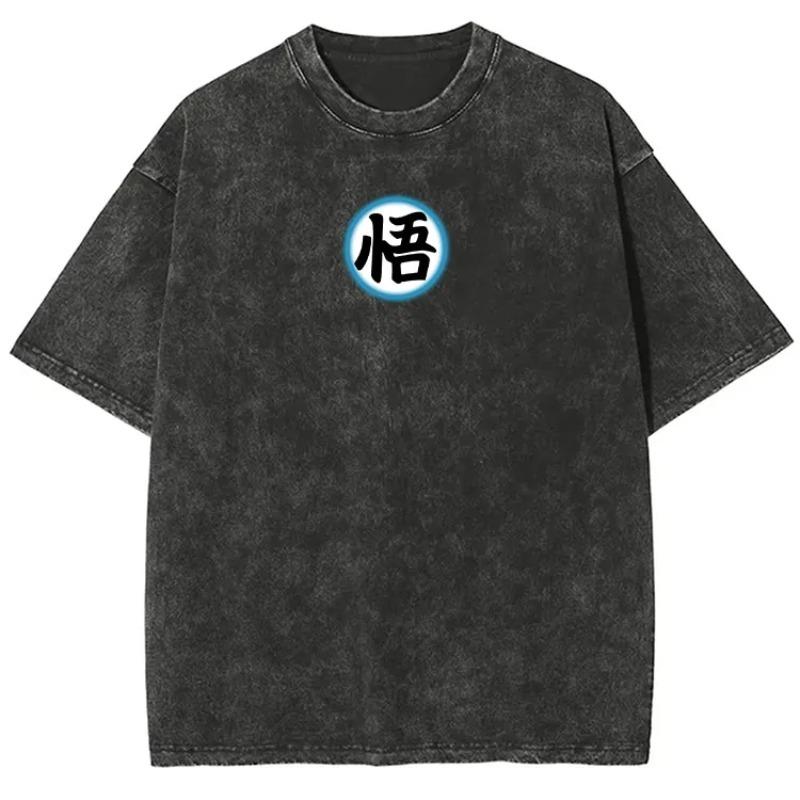 Dragon Ball Animation Peripheral T-Shirt Washed Cotton Short Sleeve T-Shirt Men's and Women's Fashion Loose Retro Top