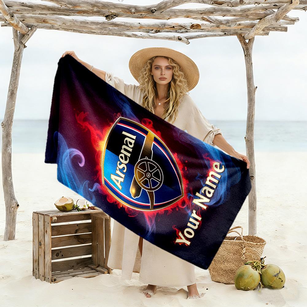 Arsenal F.c. Customized Name Beach Towel Super Soft & Absorbent Portable for SwimmingBeachCamping Travel Beach AccessoriesGym