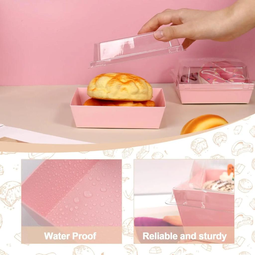 100pcs baking transparent sandwich packaging box Dessert cake Snow Mei Niang thousand layer packing baking cake box