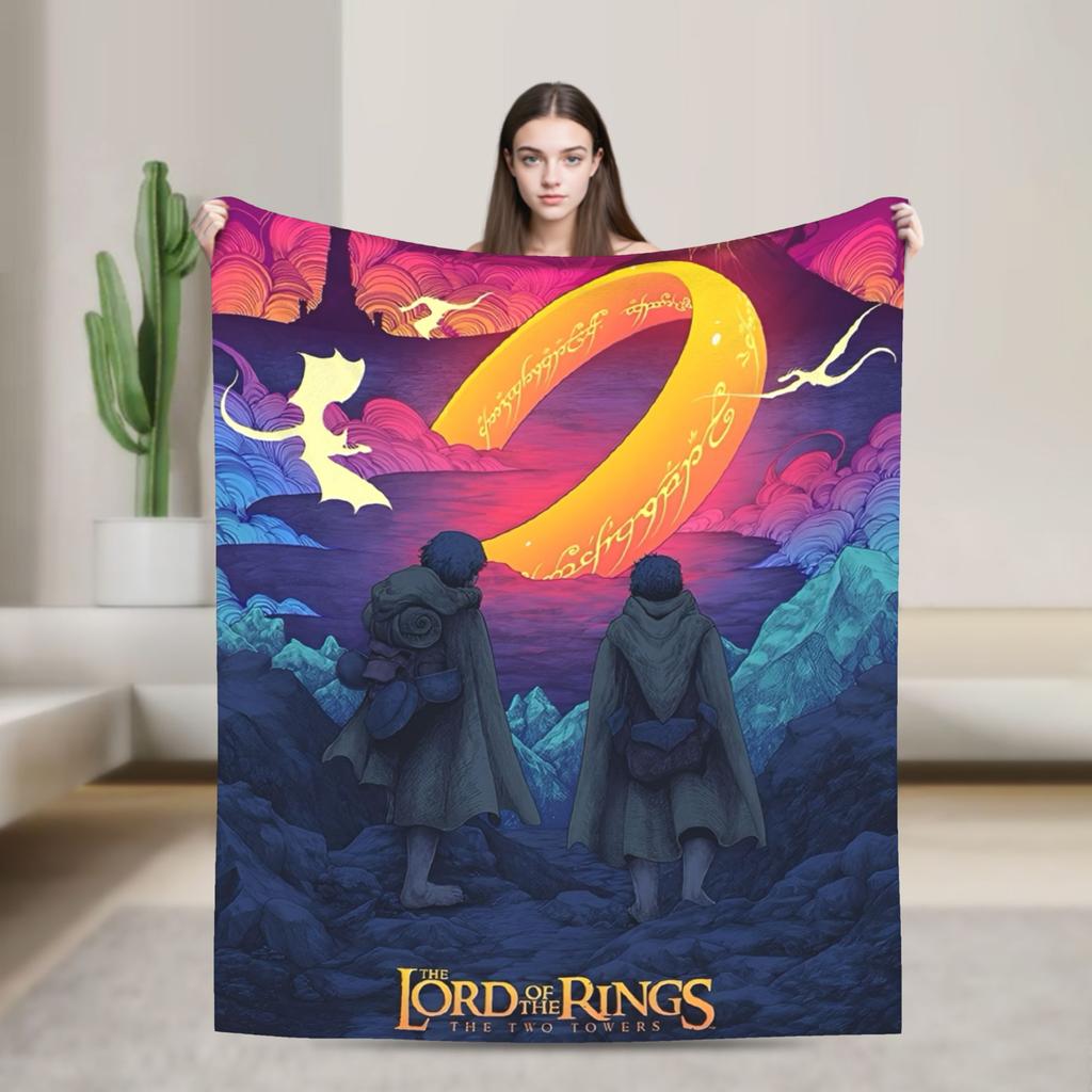 L-Lords Of The R-Rings  Blanket  Travel Office Flannel Throw Blanket For Bedroom Soft Warm Design Quality Bedspread