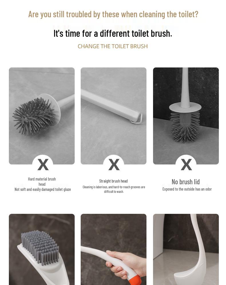 Swan Toilet Brush with Base - Fashionable Household Bathroom Cleaner for Squat Toilets