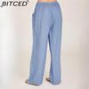 BITCED 10Color Women's Fashion Casual Solid Color Print Pants & Capris