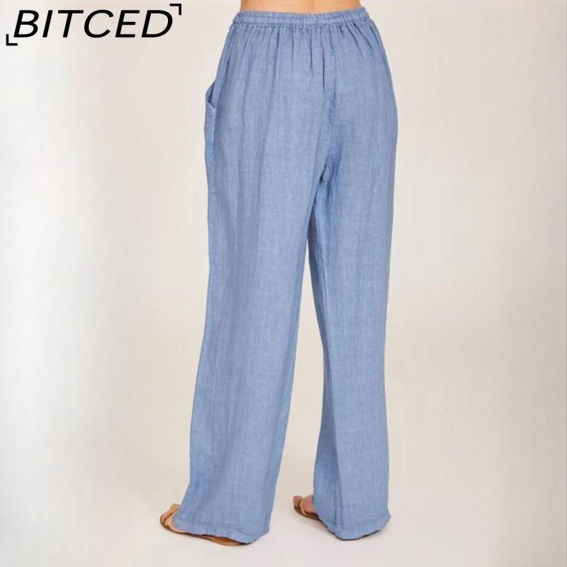 BITCED 10Color Women's Fashion Casual Solid Color Print Pants & Capris