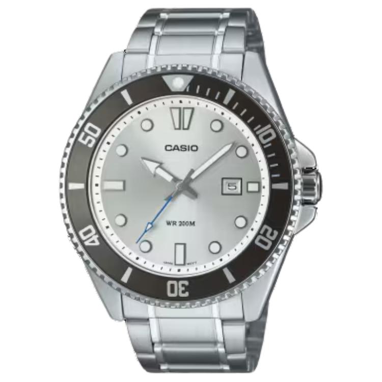 CASIO Quartz Movement Stainless Steel Strap Watch Unisex Silver Dial MDV-107D-7AV Silver Dial