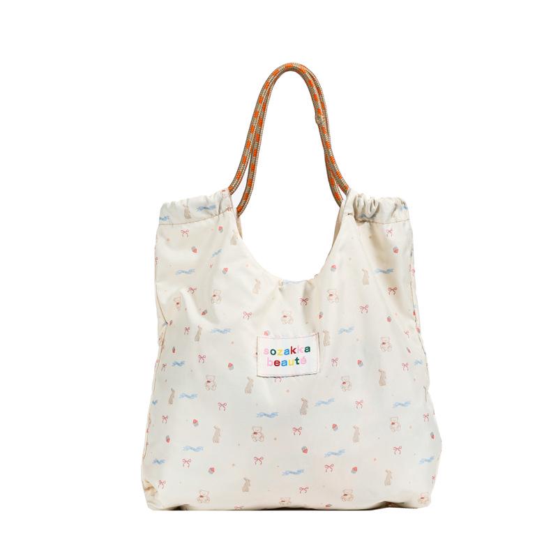 Korean Embossed Cartoon Canvas Tote Bag - Large Capacity Handbag for Women (2025)