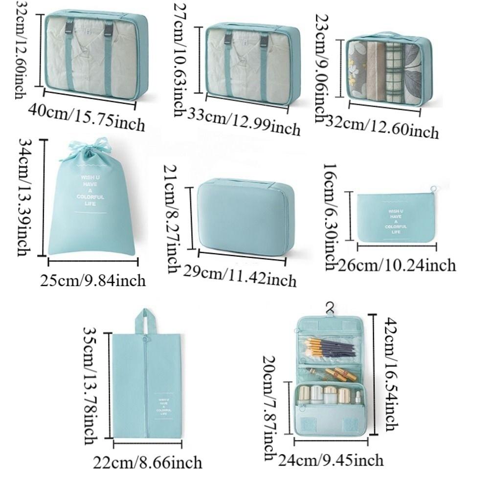 8Pcs Foldable Travel Organizer Set Large Capacity Luggage Storage Bags Portable Wardrobe  Underwear