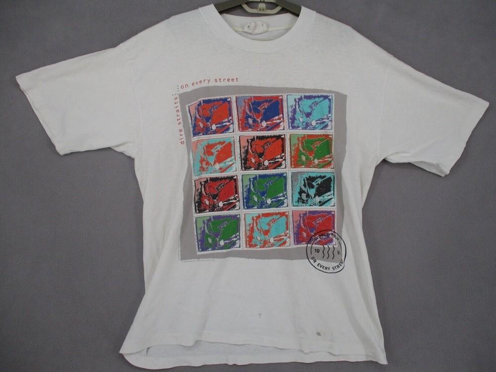 Dire Straits Shirt White 1991 Tour Every Street Rock Band All Sizes MO407 Unisex T-Shirt L