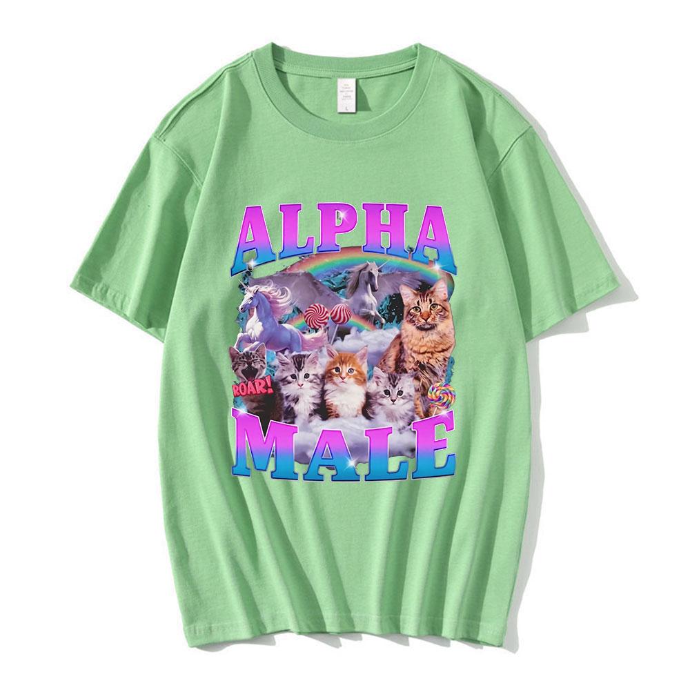 Alpha Male Cute Kitten Cat Unicorn Rainbow Funny Graphic T-shirt Men Women Fashion Short Sleeve T-shirts Cotton Casual T Shirts