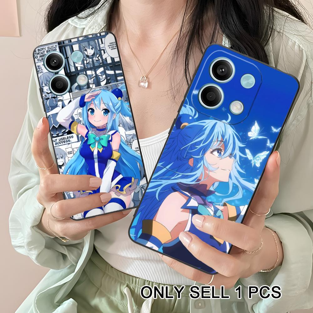 Konosuba Aqua Matte TPU Mobile Phone Case for Xiaomi Redmi 15 14 13 12 A5 3 2 1 C Plus 4G 5G Colorful Printing Cover