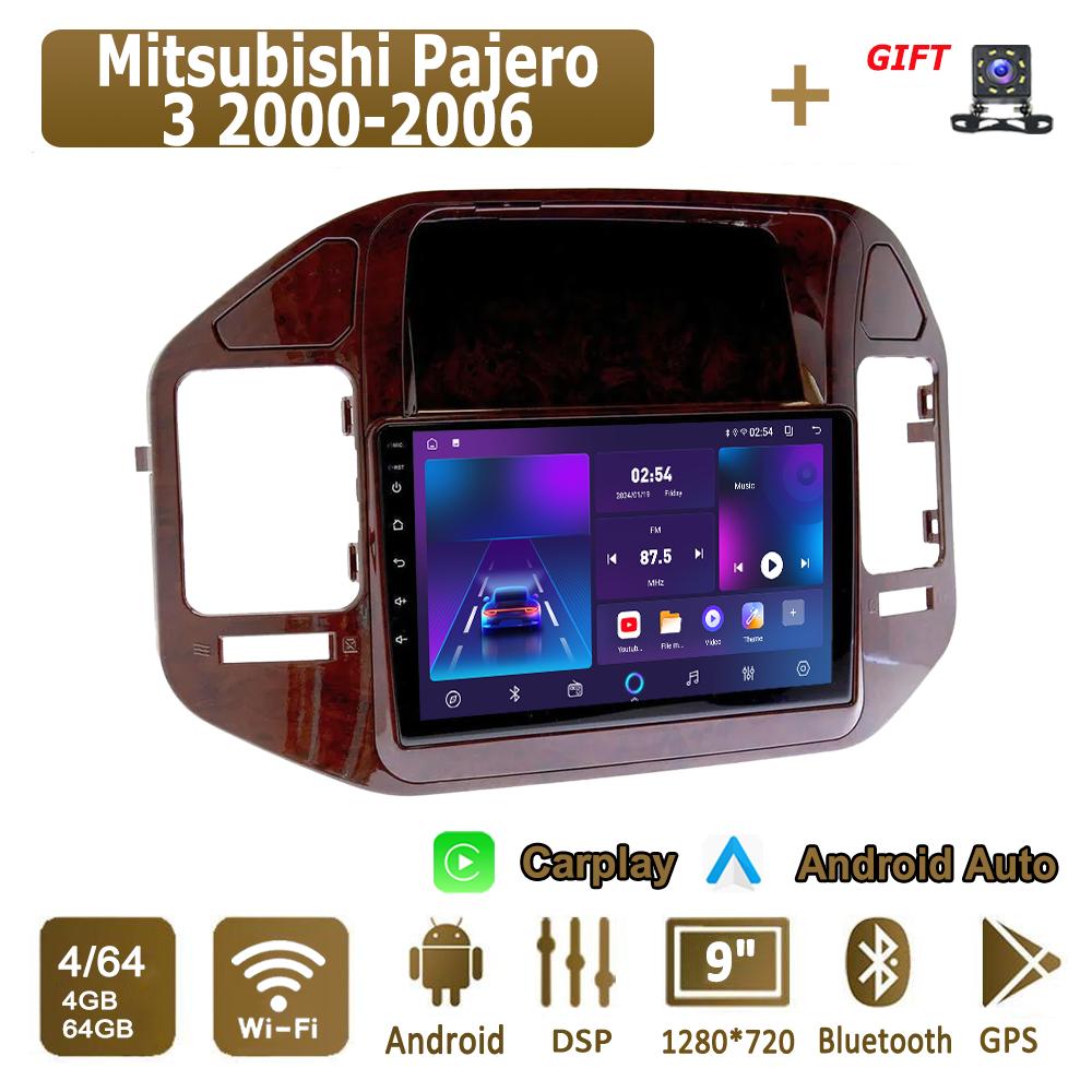 

Android Автомагнітола Carplay Для Mitsubishi Pajero 3 2000-2006 Мультимедійний Програвач Головний Пристрій Стерео GPS Навігація BT WIFI 4+64GB 4+64GB коричневий