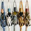 Hand-Woven Red Wine Storage 65Cm Bohemian Water Bottle Hanging Handbag Wine Storage Hiking Cycling