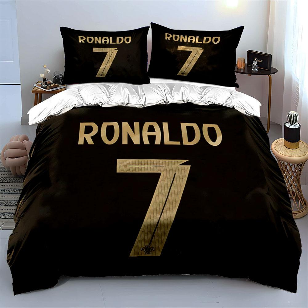 Gold "Ronaldo 7" Text. Bedding Sets Duvet Cover Sets Duvet Covers Pillowcases(1 * Duvet Cover 2 * Pillowcases Without Duvet Insert)