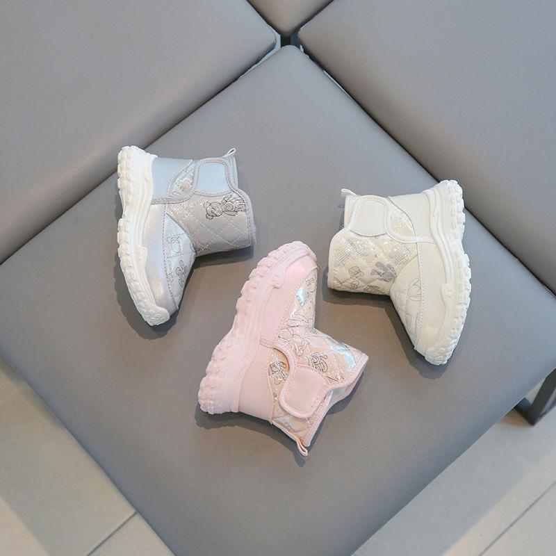 Winter Children's Snow Boots, Boys and Girls Outdoor Waterproof Warm and Non-slip Children's Cotton Shoes