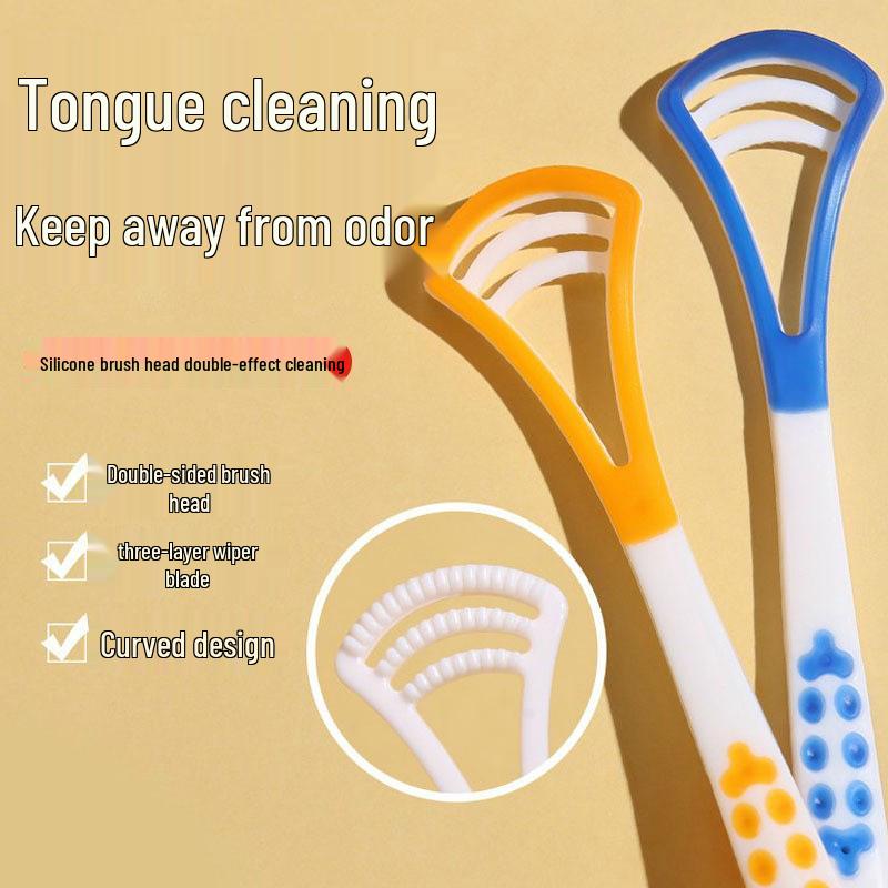 Portable Silicone Tongue Scraper & Breath Freshener Cleaner