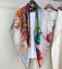 Vase Country Oil Painting Mulberry Silk Scarf Spring Autumn Summer Silk Scarf Sunscreen Shawl Women'S Silk Square Scarf