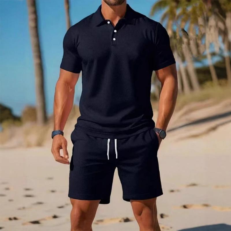 New Men's Summer Casual Sports All-match Slim Short-sleeved Fashion Shorts Suit