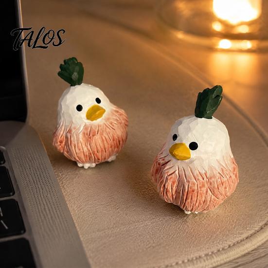 Healing Room Decoration Wooden Duck Figurine, Hand Carved Cute Statue, Rustic Nature Inspired Craft Miniature Ornament for Home Office Desk