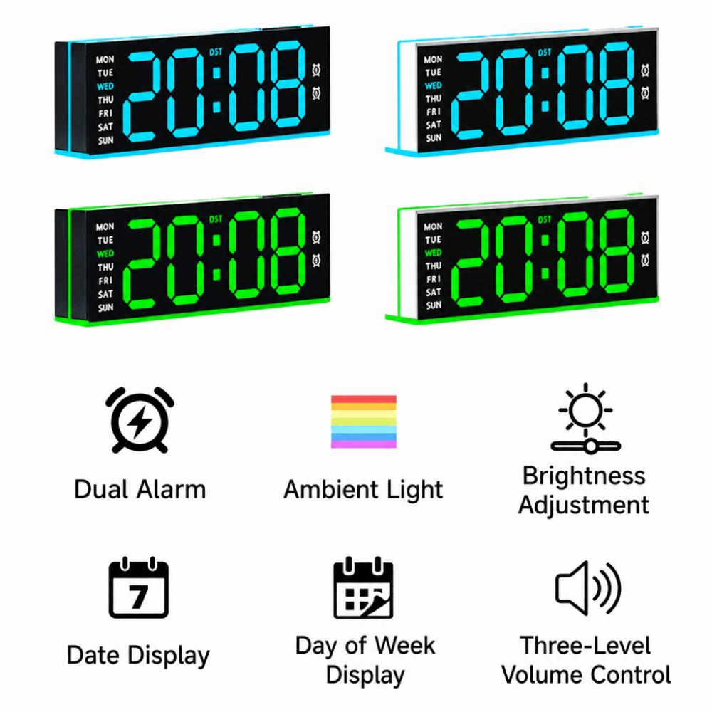 Temperature LED Digital Clock with Calendar Electronic Digital Clocks New Bedside Alarm Clock  Home