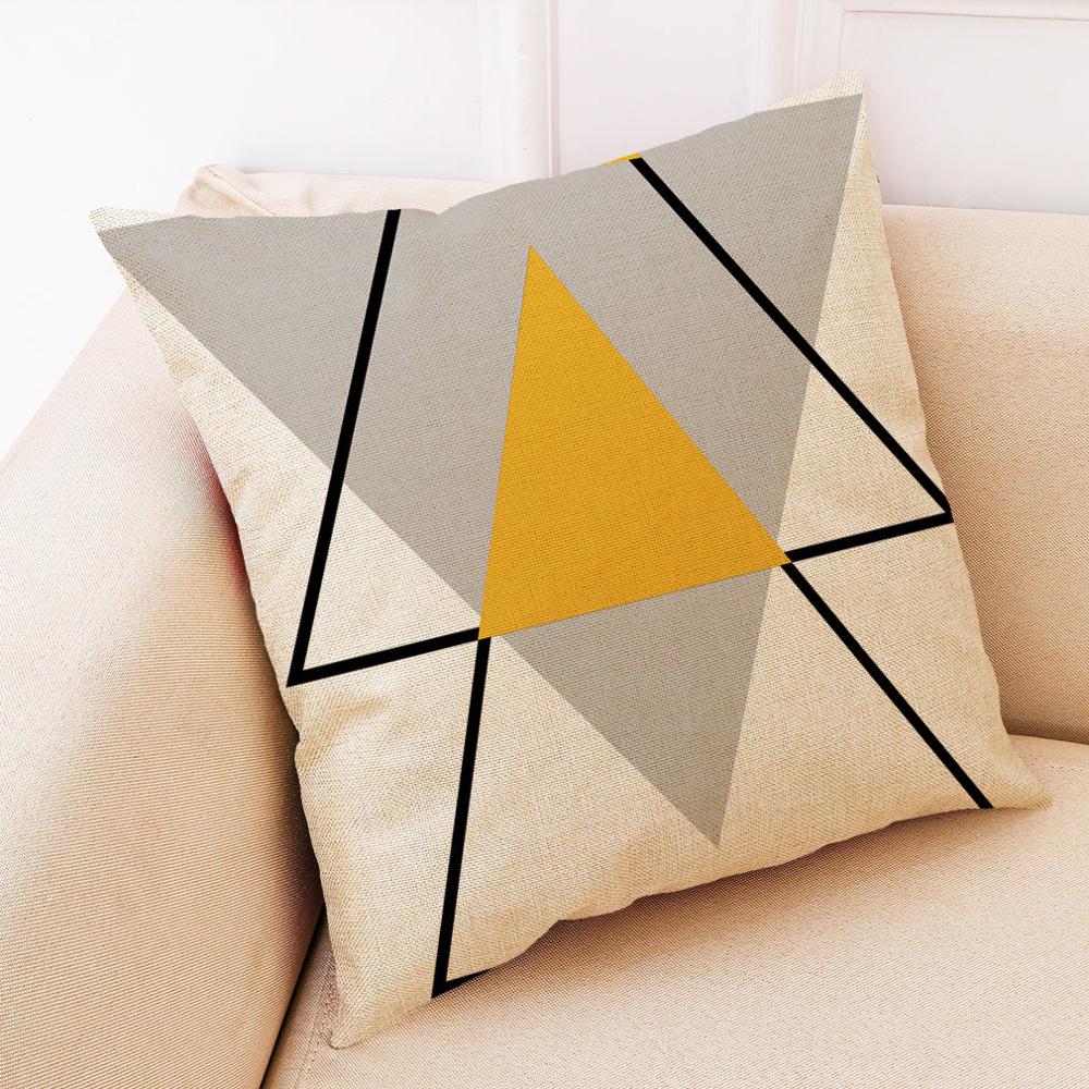 NEW Geometric Deer Cushion Yellow Geometry Decorative Pillows Linen Pillowcase Creative Home Decoration for Sofa Countryside